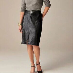 J Crew pencil skirt in croc-embossed faux leather, NWT